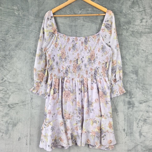 Womens Dress XXL Babydoll Romantic Floral Off Shoulder Tiered Fairy Coquette - Picture 11 of 12